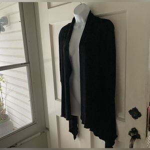 Black open sweater cardigan high/low